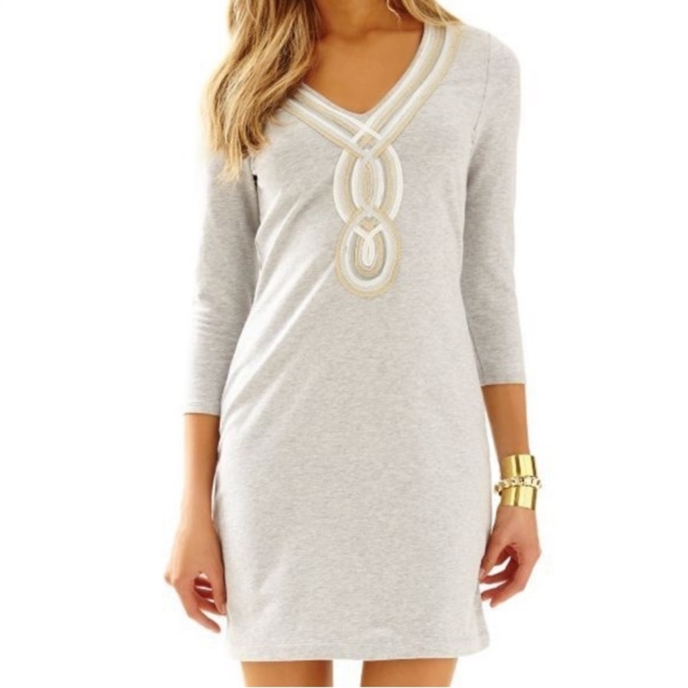 NWOT Lilly Pulitzer Gray French Terry Clarkson Dress XS